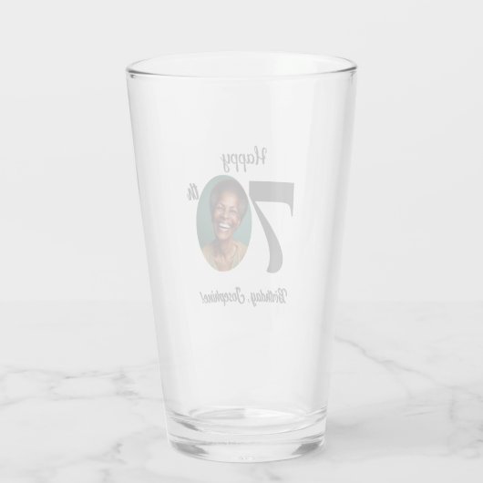 Bold 70th Birthday Photo Glas (Rückseite)