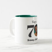 Bold 70th Birthday Photo Zweifarbige Tasse (Vorderseite Links)