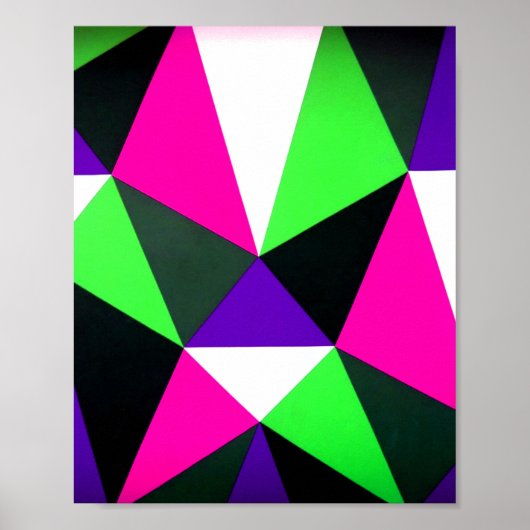 Bold 80s Color Block Neon Green Pink Purple Poster (Vorne)
