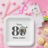 Bold 80th Birthday Party Photo Pappteller (Party)