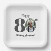 Bold 80th Birthday Party Photo Pappteller (Vorderseite)