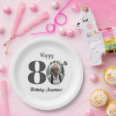 Bold 80th Birthday Party Photo Pappteller (Party)