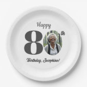 Bold 80th Birthday Party Photo Pappteller (Vorderseite)