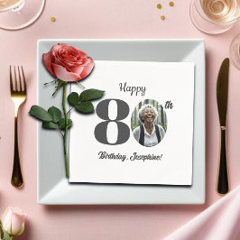 Bold 80th Birthday Party Photo Serviette