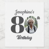 Bold 80th Birthday Party Photo Weinetikett (Einzelnes Label)