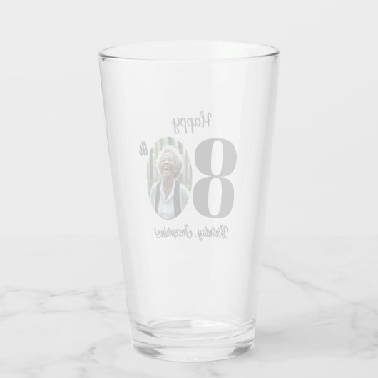 Bold 80th Birthday Photo Glas (Rückseite)