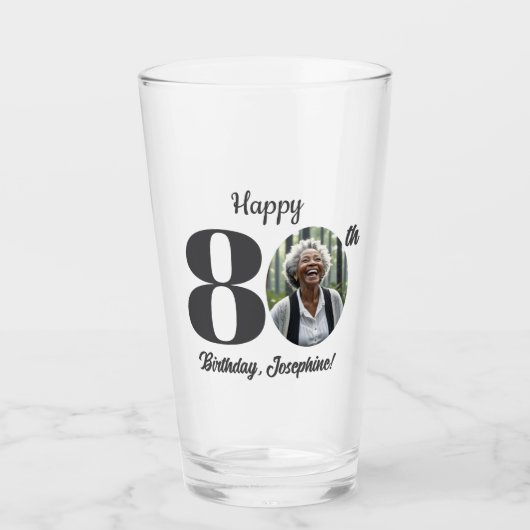Bold 80th Birthday Photo Glas (Vorderseite)