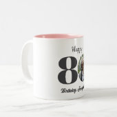 Bold 80th Birthday Photo Zweifarbige Tasse (Vorderseite Links)