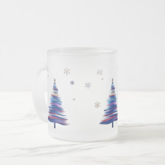 Bold Abstract Brush Stroke Winter Tree Mattglastasse (Vorderseite Links)