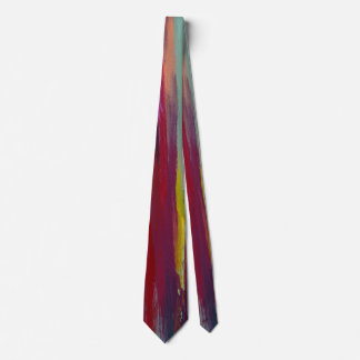 Bold Abstract Brushstroke Tie – Red, Yellow & Teal Krawatte