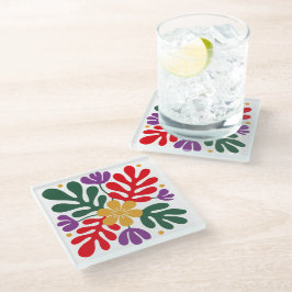 Bold Abstract Coaster Floral Matisse Style Glasuntersetzer