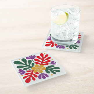 Bold Abstract Coaster Floral Matisse Style Glasuntersetzer