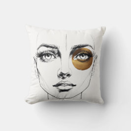 Bold Abstract Female Face with Gold Eye Accent – A Kissen