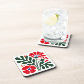 Bold Abstract Floral Coaster with Poppy Motif Getränkeuntersetzer (Rechte Seite)