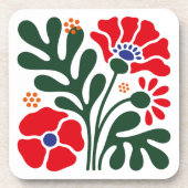 Bold Abstract Floral Coaster with Poppy Motif Getränkeuntersetzer (Vorderseite)