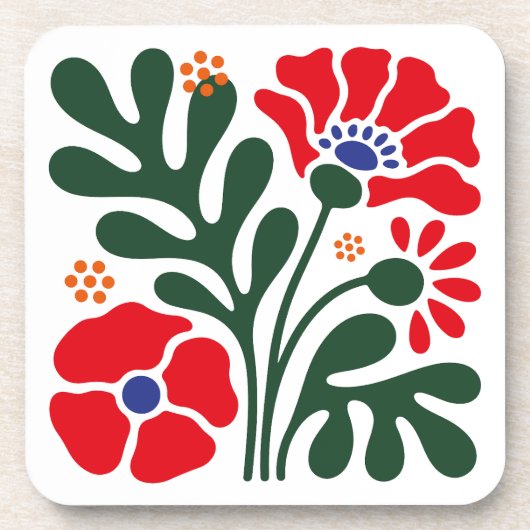 Bold Abstract Floral Coaster with Poppy Motif Getränkeuntersetzer (Vorderseite)