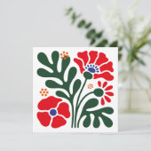 Bold Abstract Floral Flat Card with Poppy Motif (Stehend Vorderseite)