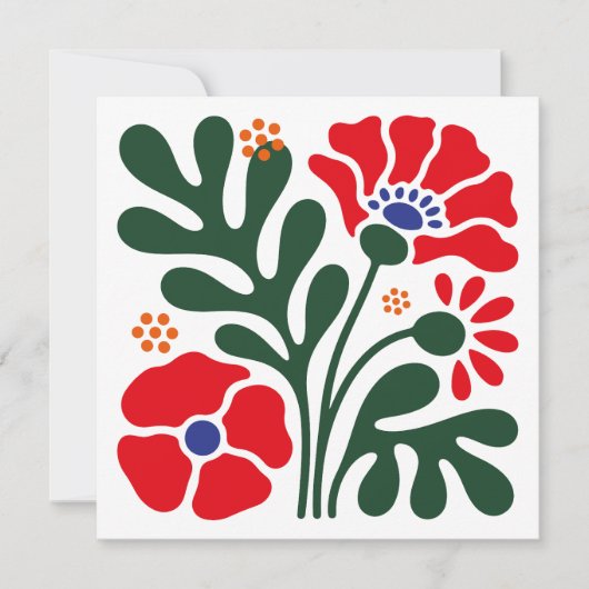 Bold Abstract Floral Flat Card with Poppy Motif (Vorderseite)