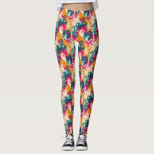 Bold Abstract Geometric - Grunge Brush Texture (3) Leggings (Vorderseite)