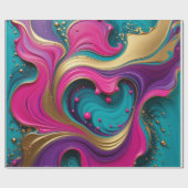 Bold Abstract Heart Swirl – Modern Colorful Art Geschenkpapier (Flach)