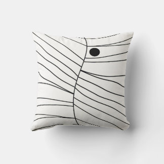 bold abstract pattern black lines on white  kissen