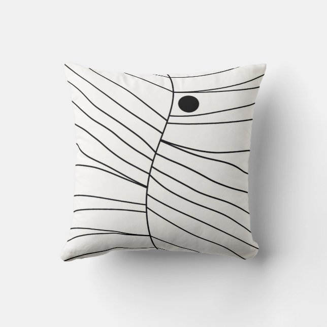 bold abstract pattern black lines on white  kissen (Rückseite)