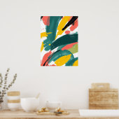 Bold Abstract Strokes Art: Teal & Yellow Poster (Küche)