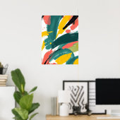 Bold Abstract Strokes Art: Teal & Yellow Poster (Heimbüro)