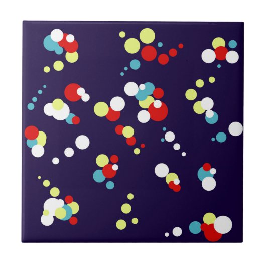 Bold Abstrakt Art Red Blue Yellow Circles Fliese (Vorderseite)
