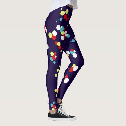 Bold Abstrakt Art Red Blue Yellow Circles Leggings (Rechts)