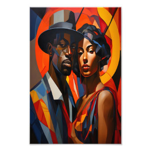 Bold Abstrakt Cubism Couple Portrait - Moderne Kun Fotodruck