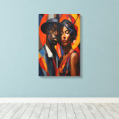 Bold Abstrakt Cubism Couple Portrait - Moderne Kun Leinwanddruck (Insitu (Holzboden))