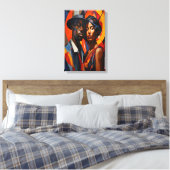 Bold Abstrakt Cubism Couple Portrait - Moderne Kun Leinwanddruck (Insitu (Schlafzimmer))