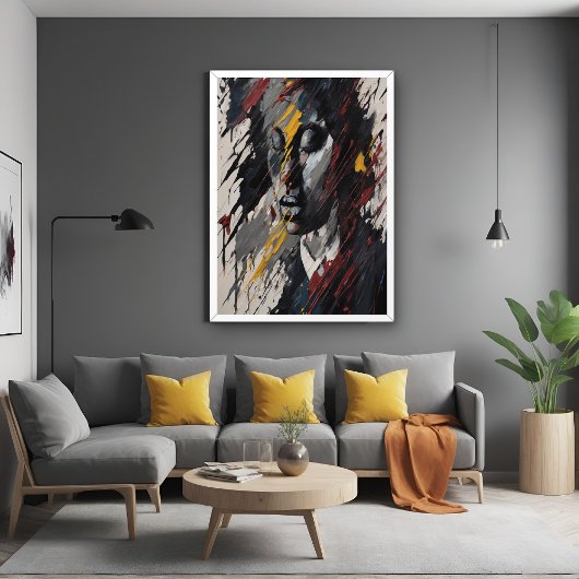 Bold Abstrakt Expressionist Portrait Modern Art Poster