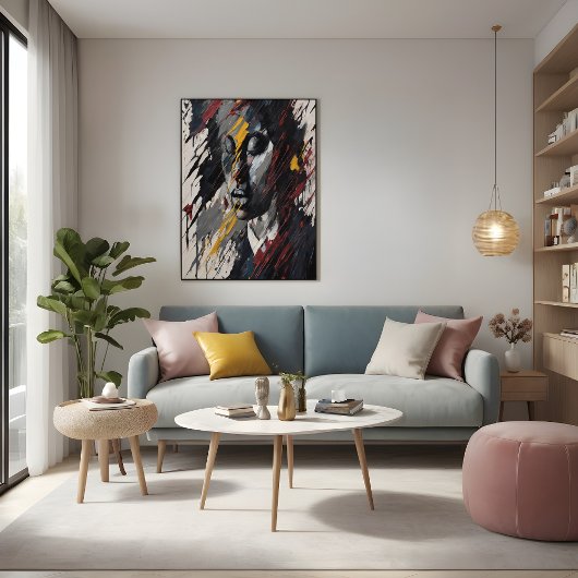 Bold Abstrakt Expressionist Portrait Modern Art Poster