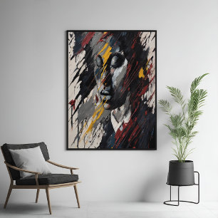 Bold Abstrakt Expressionist Portrait Modern Art Poster