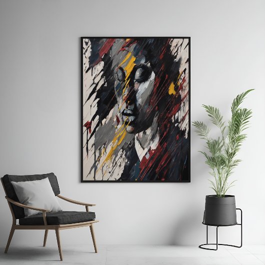 Bold Abstrakt Expressionist Portrait Modern Art Poster