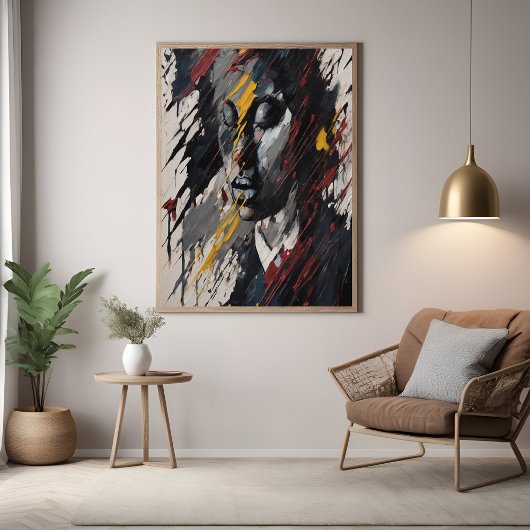 Bold Abstrakt Expressionist Portrait Modern Art Poster