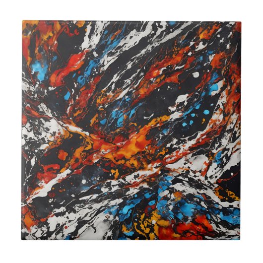 Bold Abstrakt Fiery Fliese (Vorderseite)