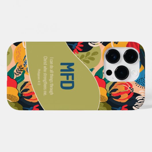 Bold Abstrakt Floral Phil. 4:13 Monogramm Case-Mate iPhone Hülle (Rückseite (Horizontal))