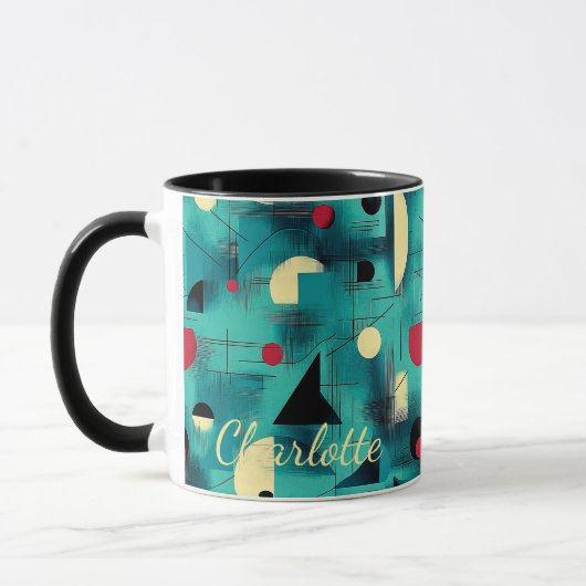 Bold Abstrakt Geometric - Personalisiert Aquamarin Tasse (Links)