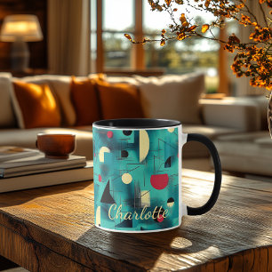 Bold Abstrakt Geometric - Personalisiert Aquamarin Tasse