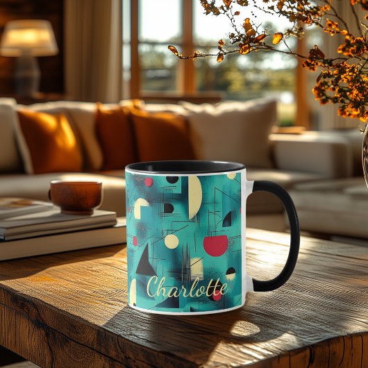 Bold Abstrakt Geometric - Personalisiert Aquamarin Tasse