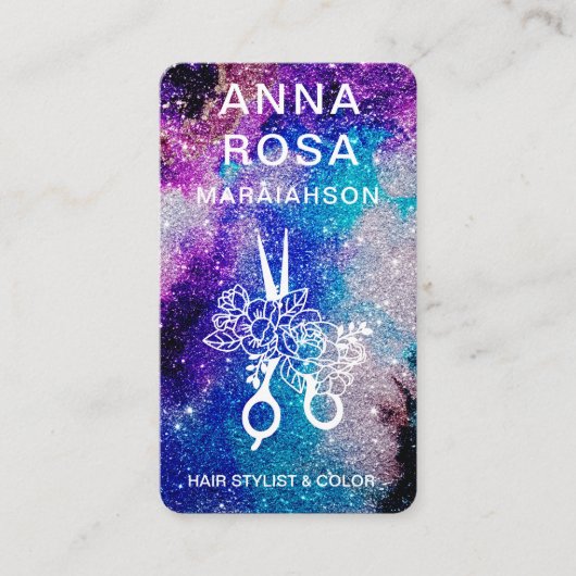 *~* Bold Abstrakt HAIR GLITZER QR LOGO FOTO Visitenkarte (Vorderseite)