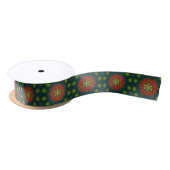 Bold Abstrakt Hippie Cool Red Green Ethnic Tribal Satinband (Spule)