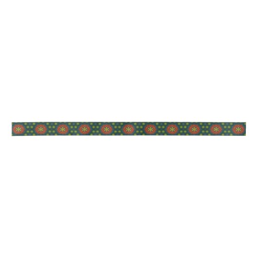Bold Abstrakt Hippie Cool Red Green Ethnic Tribal Satinband (Vorderseite)