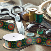 Bold Abstrakt Hippie Cool Red Green Ethnic Tribal Satinband