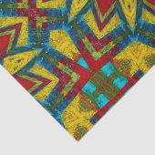 Bold Abstrakt Hippie Red Yellow Blue Ethnic Tribal Seidenpapier (Detail)