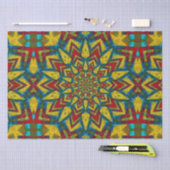 Bold Abstrakt Hippie Red Yellow Blue Ethnic Tribal Seidenpapier (Handwerk)