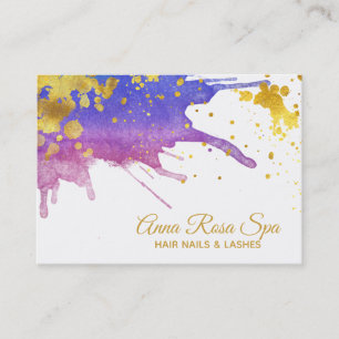 *~*Bold Abstrakt Lila Watercolor Gold Luxe Glam Visitenkarte